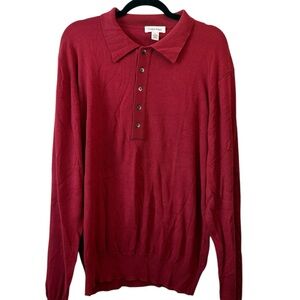 Men's Silk Blend Calvin Klein Burgundy Knit Long Sleeve Top Size Large